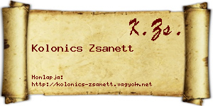 Kolonics Zsanett névjegykártya